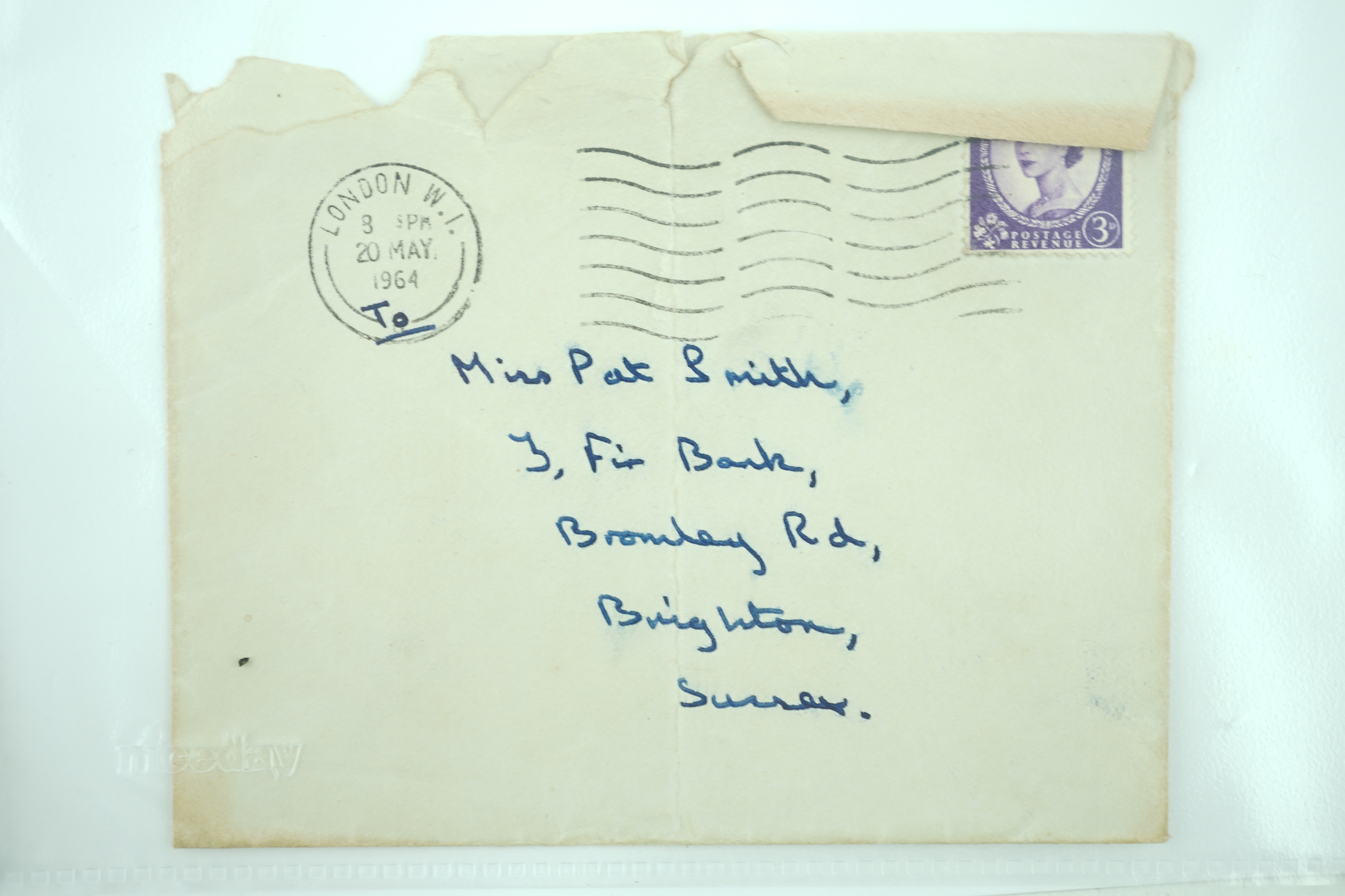 Rolling Stones interest; a hand written letter by Brian Jones, together with the original envelope (in another hand) postmarked 20 May 1964, the letter was sent to the current vendor